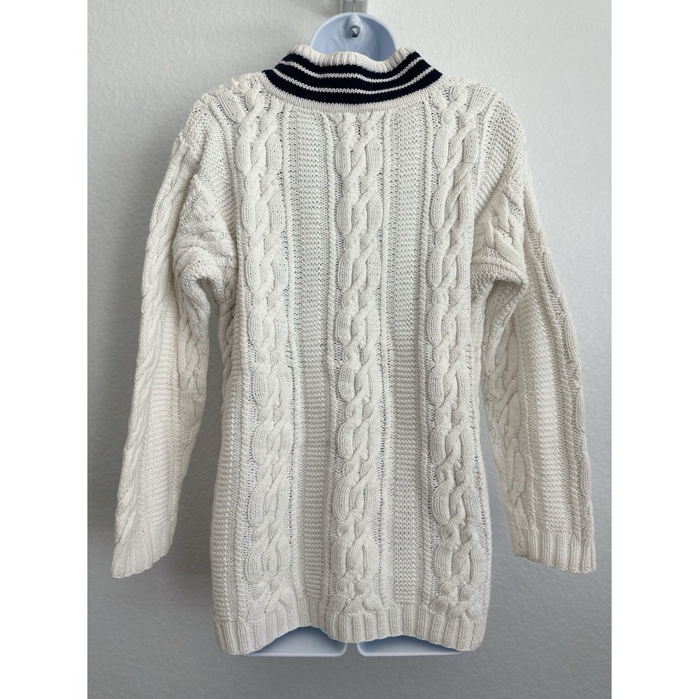 VTG 90s Women's Sz: S Lauren Ralph Lauren Hand Knit Cricket Sweater 100% Cotton - Picture 2 of 4